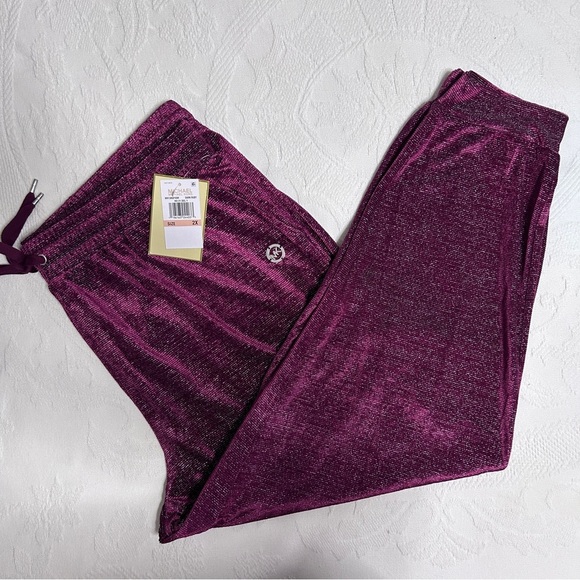 Michael Kors Women's Size 2X Purple Drawstring Jogger Pants Metallic Party Cool - Picture 1 of 13